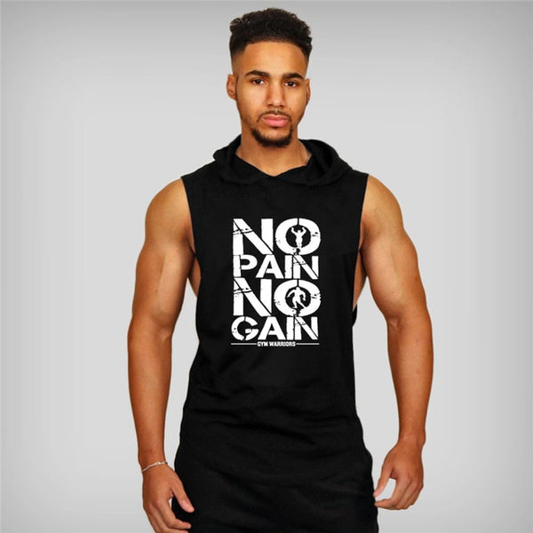 Trendy No Pain No Game Cotton Sleeveless Hooded Tank Top - TrendsetterbyTracy Boutique
