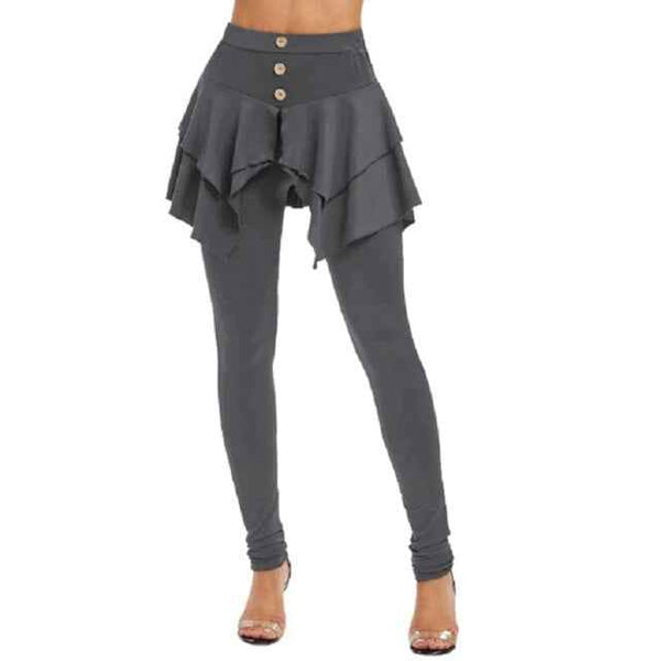 Trendy One Piece Fashion Leggings with Attached Skirt