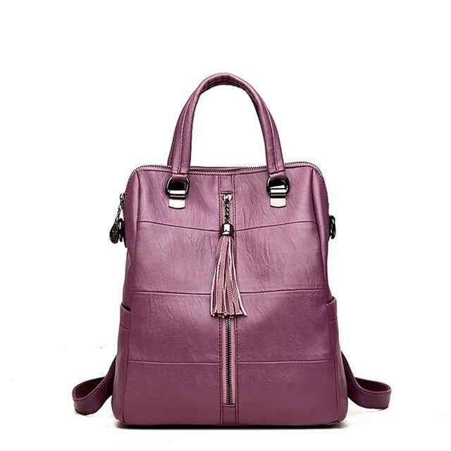 Trendy 3-in-1 Women Leather Preppy Backpack