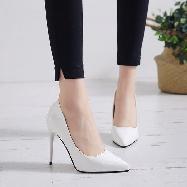 Trendy Classy Pointed Toe Patent Leather High Heels Shoes - TrendsetterbyTracy Boutique