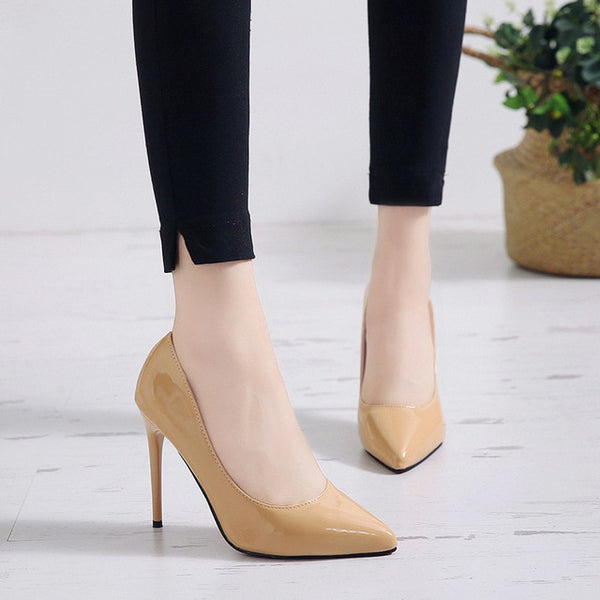 Trendy Classy Pointed Toe Patent Leather High Heels Shoes - TrendsetterbyTracy Boutique