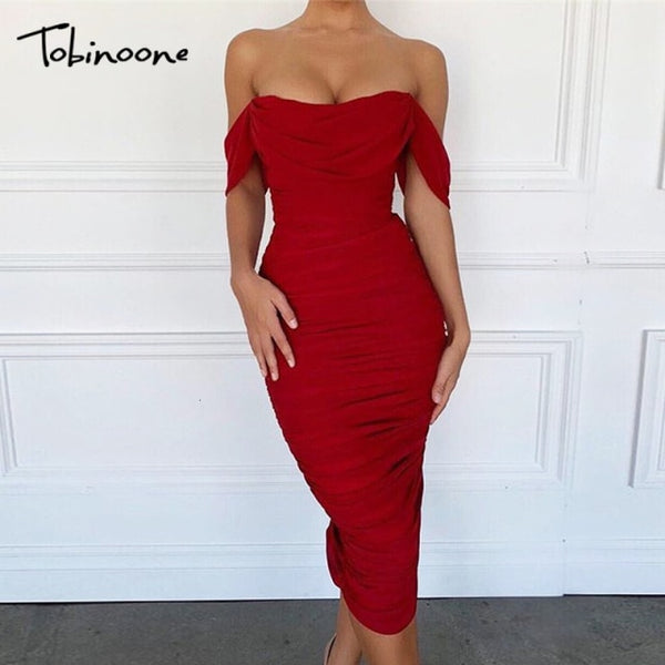 Trendy Double Layer Mesh Party Off The Shoulder Dress - TrendsetterbyTracy Boutique