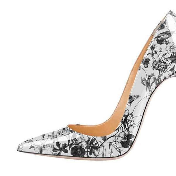 Trendy Pointed Toe Color Print High Heels