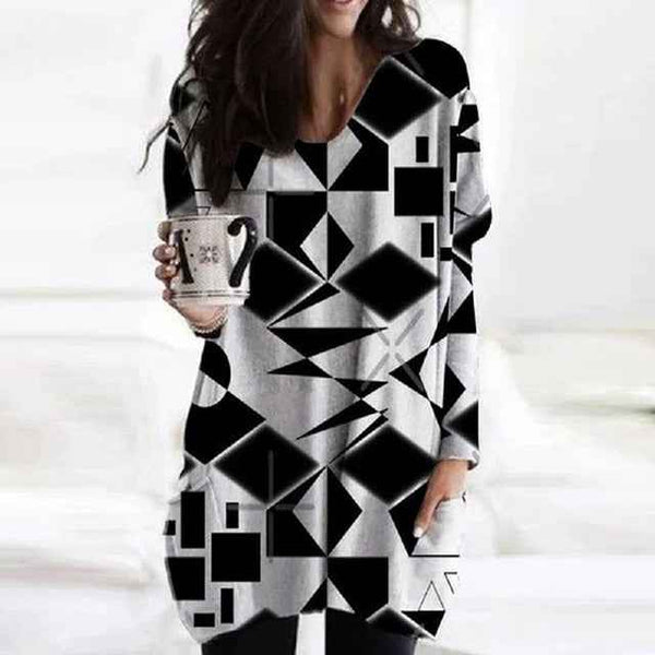 Trendy Cozy Abstract Face Print Shirt With Long Sleeves and Pockets