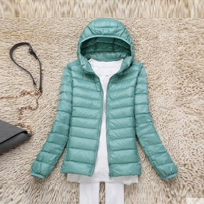 Trendy Ultra Light Solid Long Sleeve Hooded Puffy Jacket - TrendsetterbyTracy Boutique