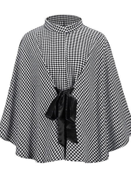 Trendy One Size Plaid Turtleneck Asymmetric Lace-Up Poncho - TrendsetterbyTracy Boutique