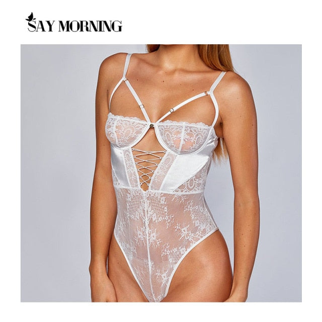 Trendy Lace Backless Cut Sleeveless Mesh Bodysuit - TrendsetterbyTracy Boutique