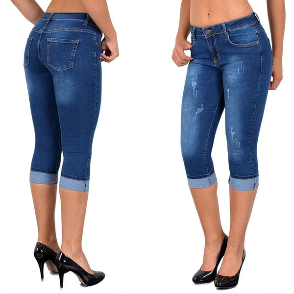 Trendy Capri Denim High Waist Stretch Jeans - TrendsetterbyTracy Boutique