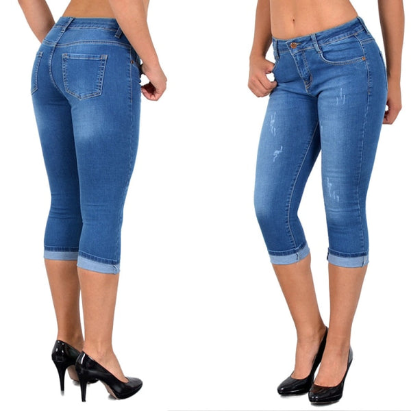 Trendy Capri Denim High Waist Stretch Jeans - TrendsetterbyTracy Boutique