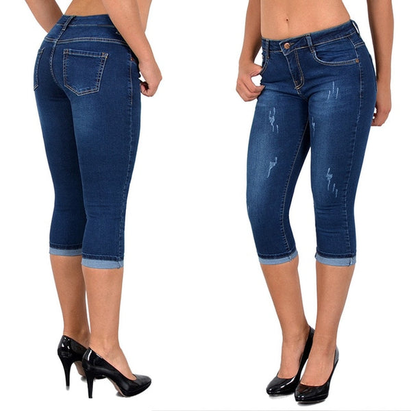 Trendy Capri Denim High Waist Stretch Jeans - TrendsetterbyTracy Boutique