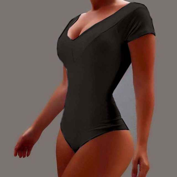 Trendy Casual Short Sleeve V-neck Bodysuit