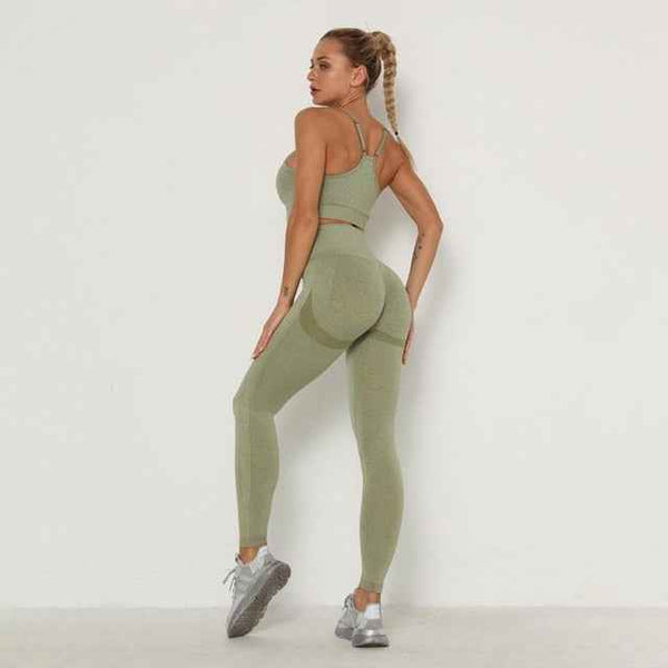 Trendy Workout Seamless Sports Set Includes High Waist Leggings  and Long Sleeve Top