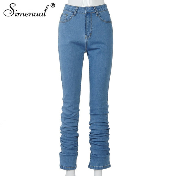 Trendy Blue High Waist Stacked Jeans - TrendsetterbyTracy Boutique