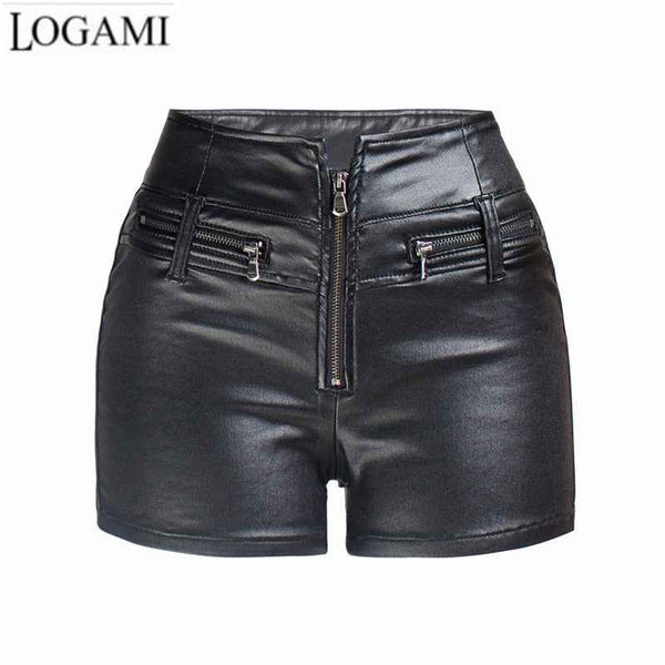 Trendy Fashion High Waist Leather Biker  Shorts