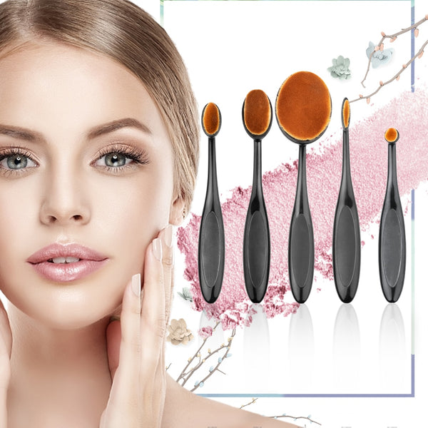 Trendy 5Pcs Oval Nylon Foundation Blending Brushes - TrendsetterbyTracy Boutique