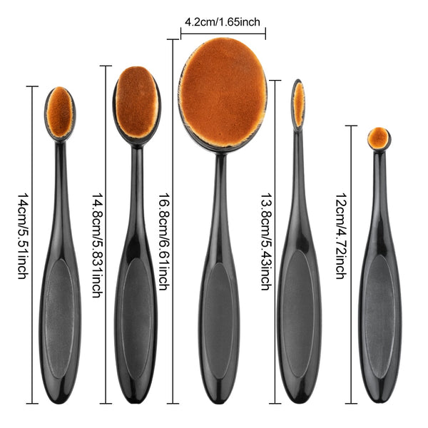 Trendy 5Pcs Oval Nylon Foundation Blending Brushes - TrendsetterbyTracy Boutique