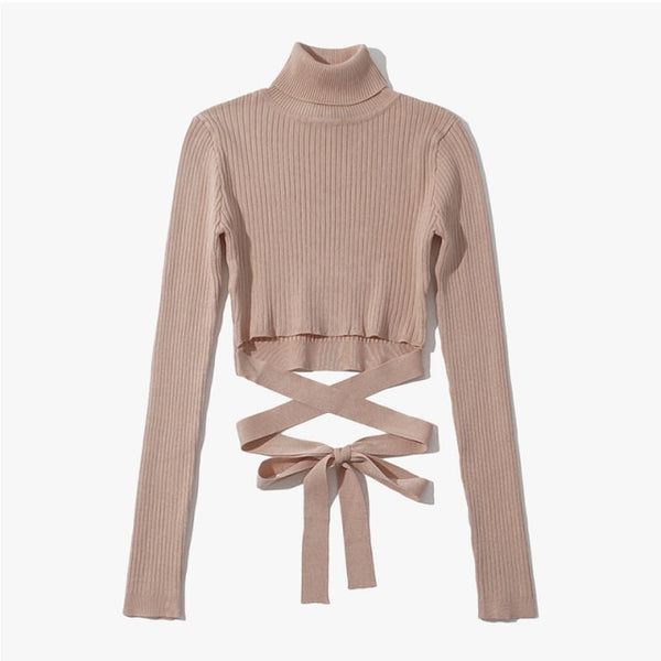 Trendy Turtleneck Bandage Long Sleeve Shirt - TrendsetterbyTracy Boutique