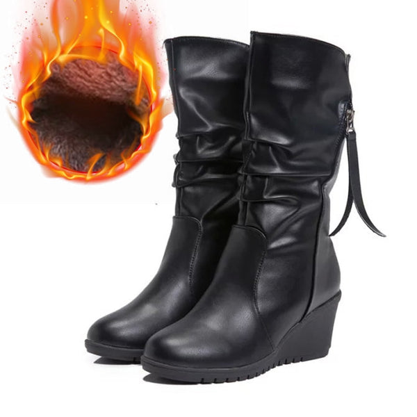 Trendy Mid Calf High Wedge Boots - TrendsetterbyTracy Boutique