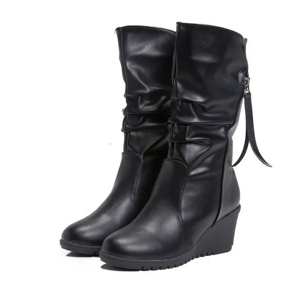 Trendy Mid Calf High Wedge Boots - TrendsetterbyTracy Boutique