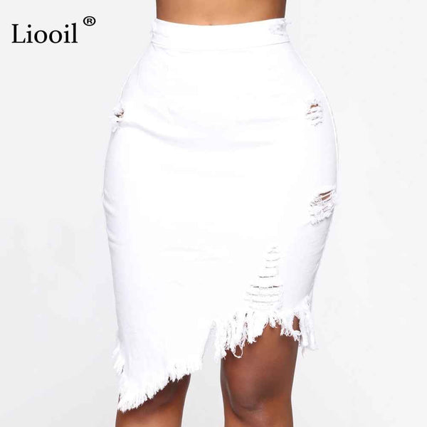 Trendy Asymmetric Denim High Waist Skirt