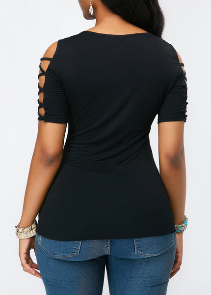 Trendy Lace Floral Bandage Sleeve Shirt - TrendsetterbyTracy Boutique