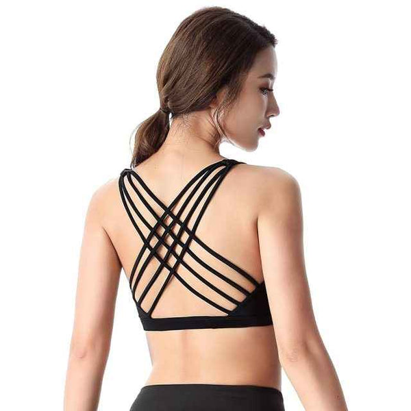 Trendy Crossed Strapped Fitness Push Up Bra