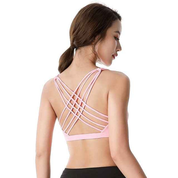 Trendy Crossed Strapped Fitness Push Up Bra