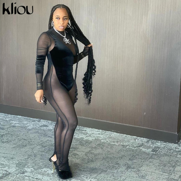 Trendy Black Mesh Patchwork Jumpsuit - TrendsetterbyTracy Boutique