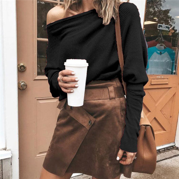 Trendy Off the Shoulder Long Sleeve Casual Top - TrendsetterbyTracy Boutique