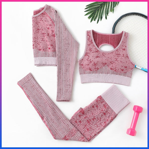 Trendy Seamless Yoga Long Sleeve Crop Top And Leggings Set - TrendsetterbyTracy Boutique