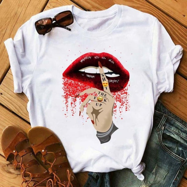 Trendy Love Lips Casual T-Shirts Tees - TrendsetterbyTracy Boutique