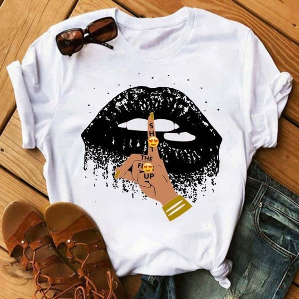 Trendy Love Lips Casual T-Shirts Tees - TrendsetterbyTracy Boutique