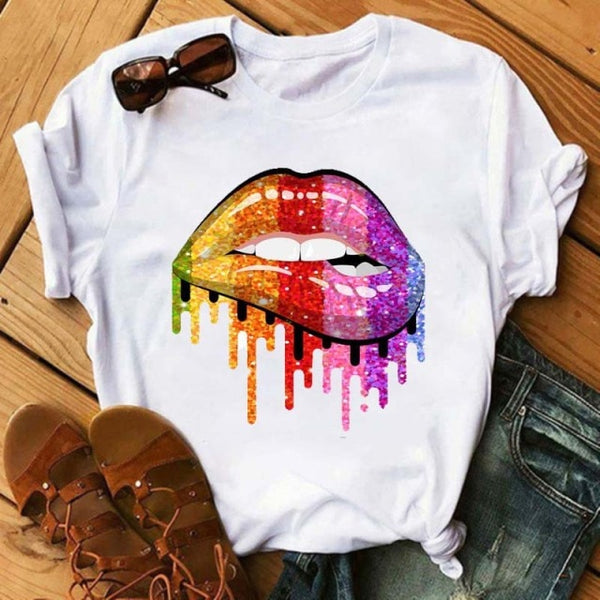 Trendy Love Lips Casual T-Shirts Tees - TrendsetterbyTracy Boutique