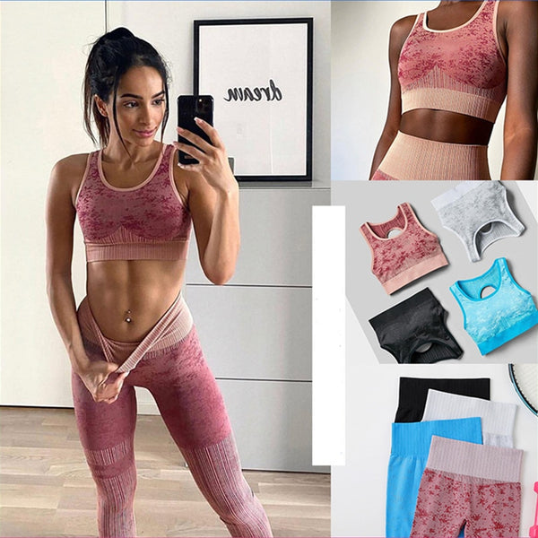 Trendy Seamless Yoga Long Sleeve Crop Top And Leggings Set - TrendsetterbyTracy Boutique