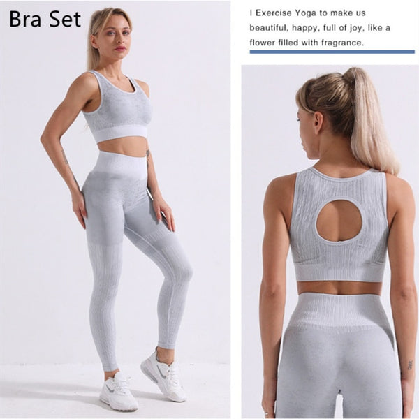 Trendy Seamless Yoga Long Sleeve Crop Top And Leggings Set - TrendsetterbyTracy Boutique