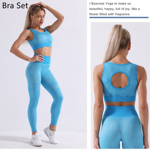 Trendy Seamless Yoga Long Sleeve Crop Top And Leggings Set - TrendsetterbyTracy Boutique