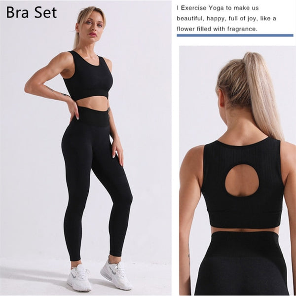 Trendy Seamless Yoga Long Sleeve Crop Top And Leggings Set - TrendsetterbyTracy Boutique