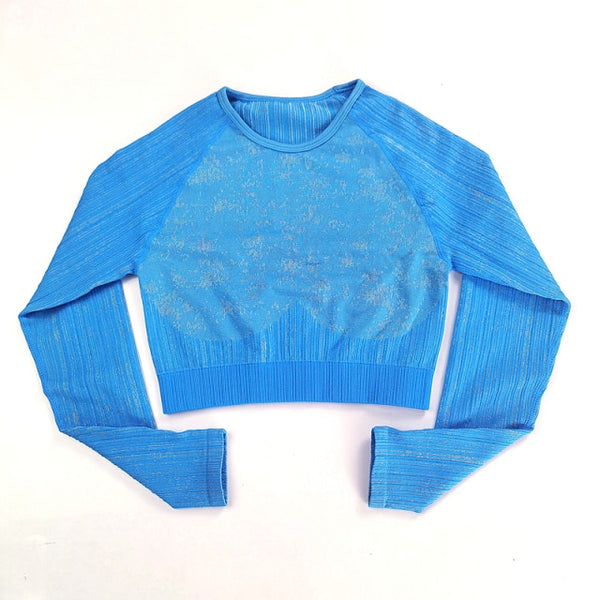 Trendy Seamless Yoga Long Sleeve Crop Top And Leggings Set - TrendsetterbyTracy Boutique