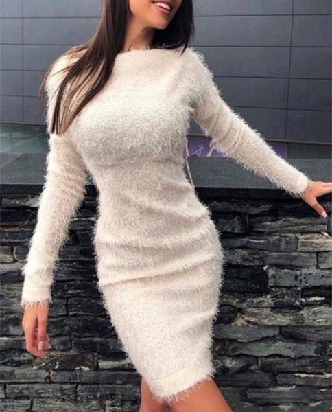 Trendy Plush Long Sleeve Mini Dress - TrendsetterbyTracy Boutique