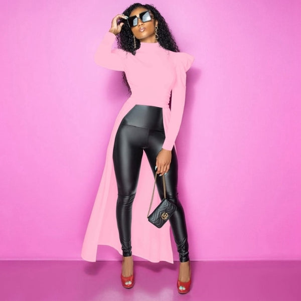 Trendy Long Sleeve Crop Top Tunic Blouse - TrendsetterbyTracy Boutique