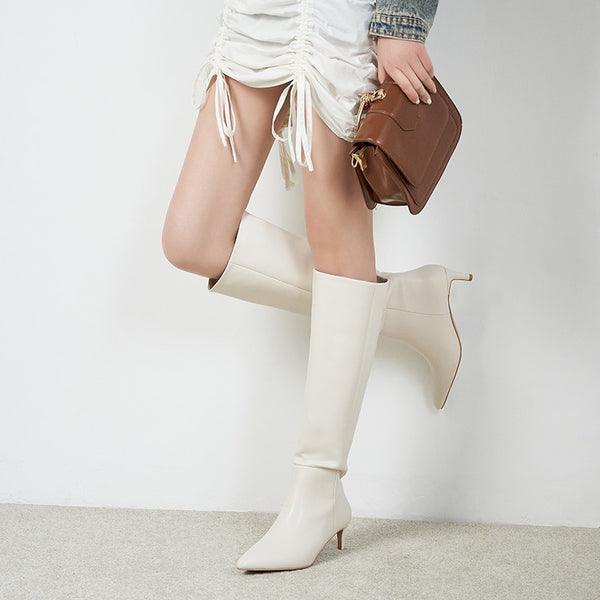 Trendy Genuine Leather Pointed Toe High Boots - TrendsetterbyTracy Boutique