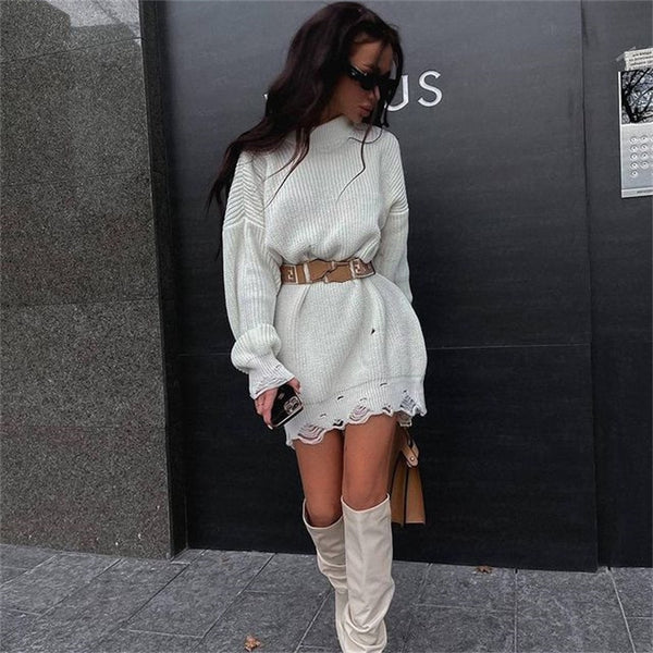 Trendy Oversized Elegant Knitted Sweater Dress - TrendsetterbyTracy Boutique