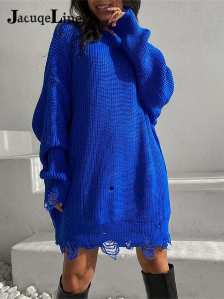 Trendy Oversized Elegant Knitted Sweater Dress - TrendsetterbyTracy Boutique