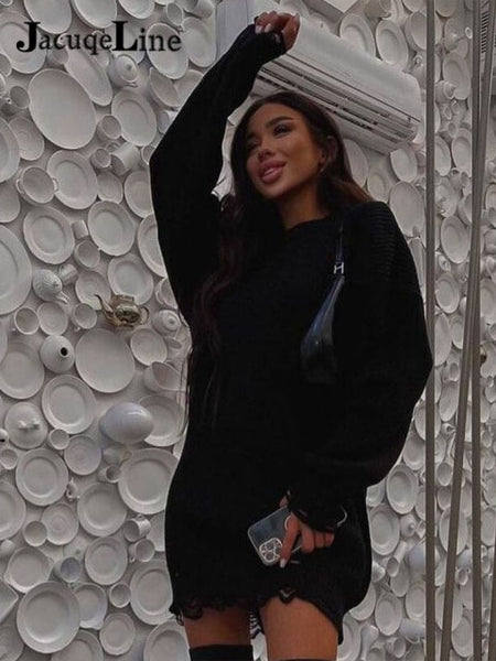 Trendy Oversized Elegant Knitted Sweater Dress - TrendsetterbyTracy Boutique