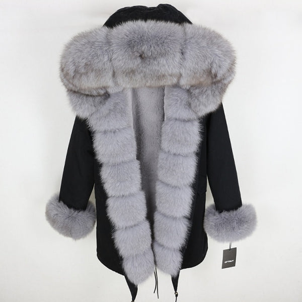 Trendy Winter Fox Fur Collar Coat - TrendsetterbyTracy Boutique