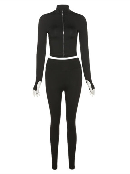 Trendy Two Piece Crop Top And Bottom Tracksuit - TrendsetterbyTracy Boutique