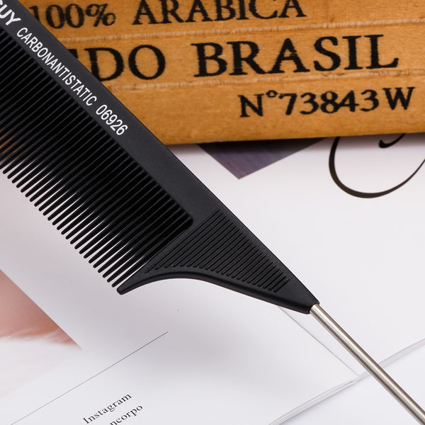 Trendy Black Fine-tooth Metal Rat Tail Comb - TrendsetterbyTracy Boutique