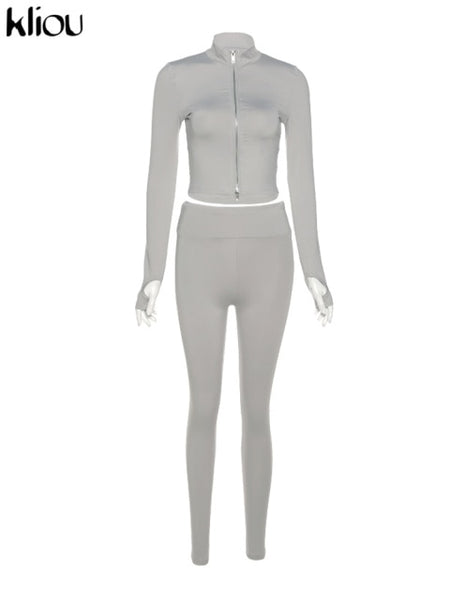 Trendy Two Piece Crop Top And Bottom Tracksuit - TrendsetterbyTracy Boutique