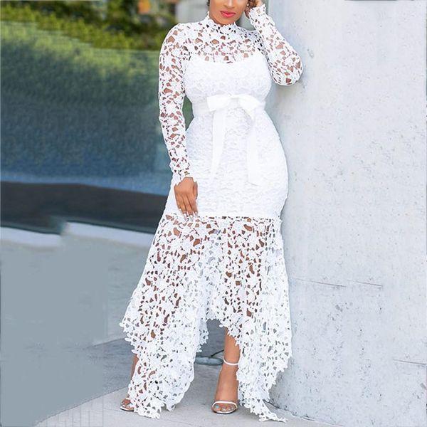 Trendy  Mesh Hollow Lace Long Sleeve Dress - TrendsetterbyTracy Boutique