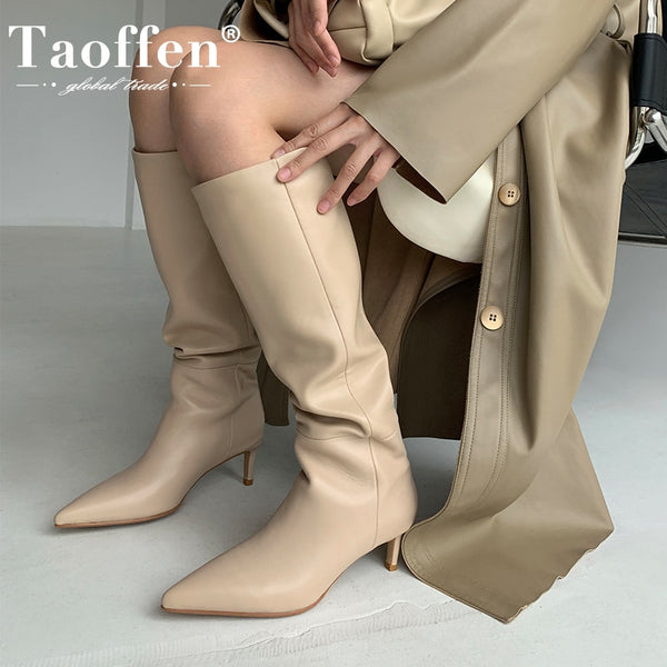 Trendy Genuine Leather Pointed Toe High Boots - TrendsetterbyTracy Boutique